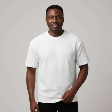 White Jacquard T Shirt White Nawao.com