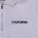 White Jacquard Zipneck Embroidery Polo Nawao.com