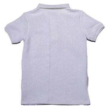 White Jacquard Zipneck Embroidery Polo Nawao.com