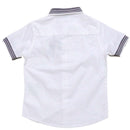 White Knit Collar Short Sleeve Oxford Shirt Nawao.com