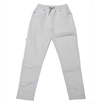 White Knit Denim Jeans Nawao.com