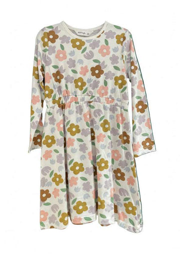White L S Flower Aop Dress  White Nawao.com