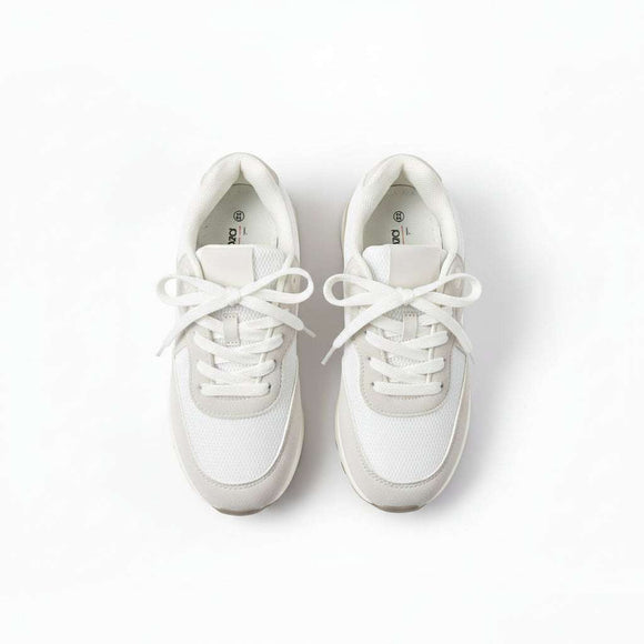 White Lace Up Slimrunner White Nawao.com