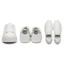 White Lace Up Sneaker With Diamente Trim White S36 Nawao.com