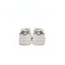 White Lace Up Sneaker With Diamente Trim White S36 Nawao.com
