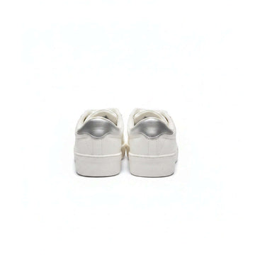 White Lace Up Sneaker With Diamente Trim White S36 Nawao.com