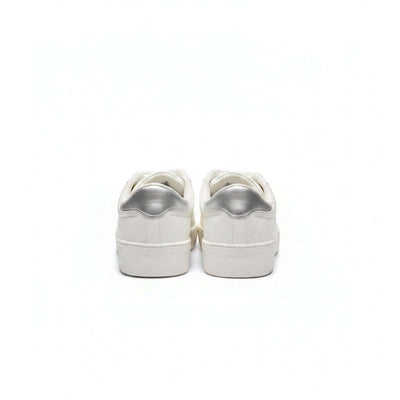 White Lace Up Sneaker With Diamente Trim White S36 Nawao.com