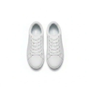 White Lace Up Sneaker With Diamente Trim White S36 Nawao.com