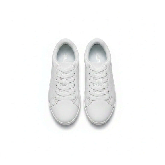 White Lace Up Sneaker With Diamente Trim White S36 Nawao.com
