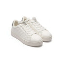 White Lace Up Sneaker With Diamente Trim White S36 Nawao.com
