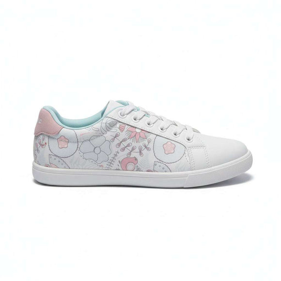 White Lace Up With Floral Print White Nawao.com