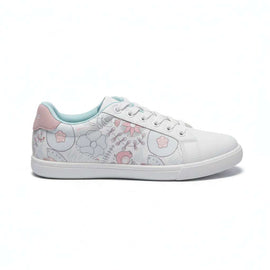White Lace Up With Floral Print White Nawao.com