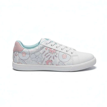White Lace Up With Floral Print White Nawao.com