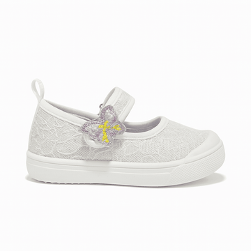 White Lace Velcro Pump Nawao.com