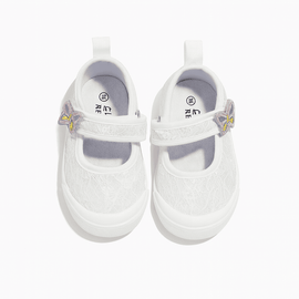 White Lace Velcro Pump Nawao.com