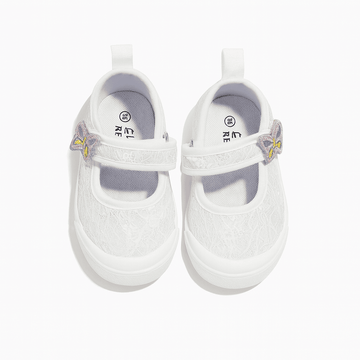 White Lace Velcro Pump Nawao.com