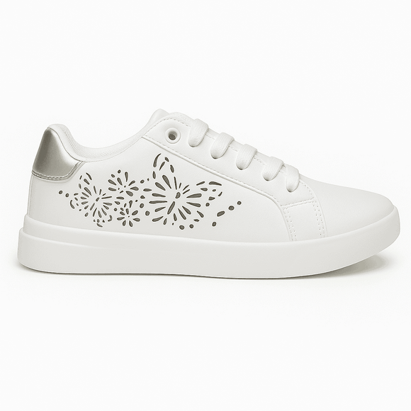 White Laser Cut Sneaker Nawao.com
