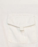 White Long Sleeve Double Pocket Dobby Shirt Nawao.com