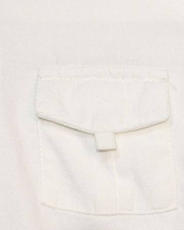 White Long Sleeve Double Pocket Dobby Shirt Nawao.com