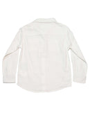 White Long Sleeve Double Pocket Dobby Shirt Nawao.com