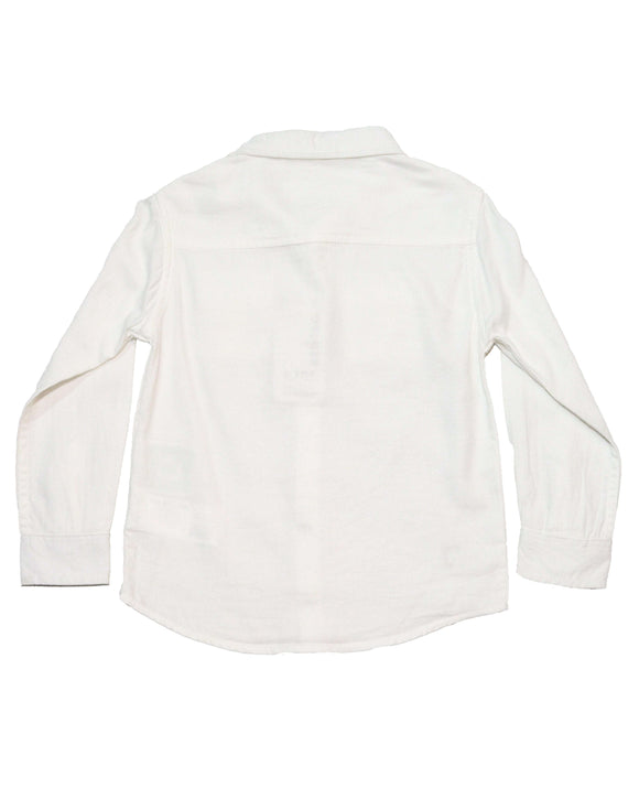 White Long Sleeve Double Pocket Dobby Shirt Nawao.com