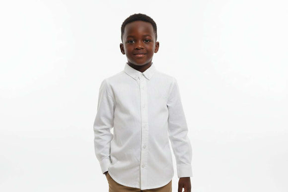 White Long Sleeve Oxford Shirt White Nawao.com