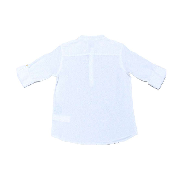 White Mandarin Collar Kurta Shirt Nawao.com