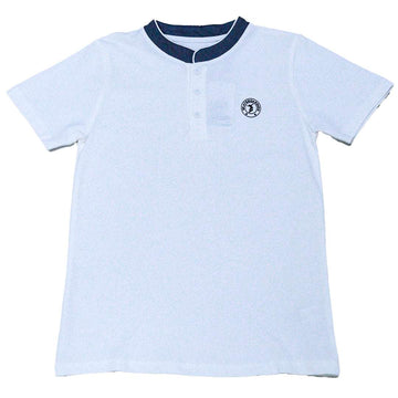 White Mandarin Collar Polo Nawao.com