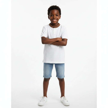 White Mandarin Collar Polo White Nawao.com