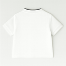 White Mandarin Pique Polo Nawao.com