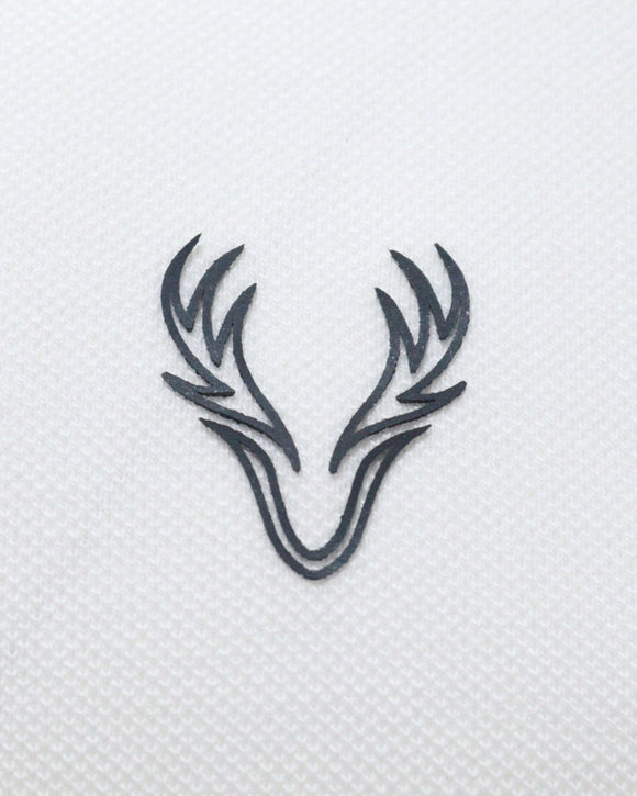 White Mao Collar Polo Shirt With Chest Nawao.com