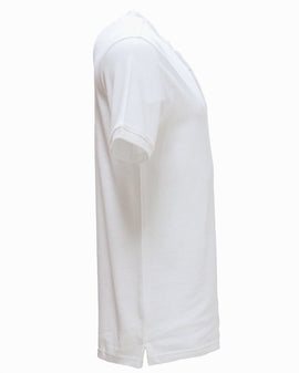 White Mao Collar Polo Shirt With Chest Nawao.com