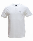 White Mao Collar Polo Shirt With Chest Nawao.com