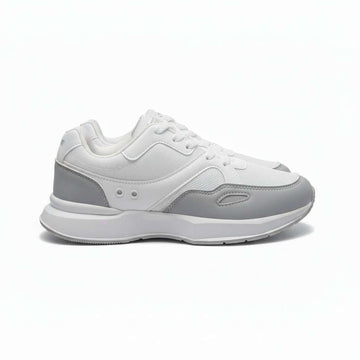 White Material Block Sneakers White Nawao.com