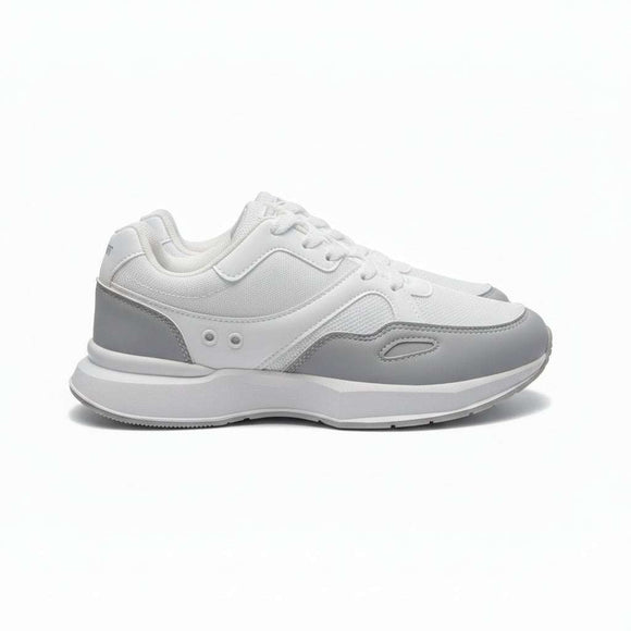 White Material Block Sneakers White Nawao.com