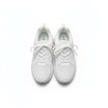 White Material Block Sneakers White Nawao.com