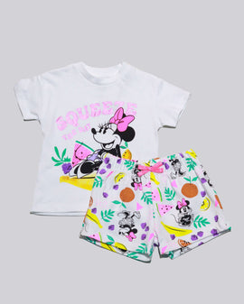 White Mini Mouse Fruits Casual Set Nawao.com