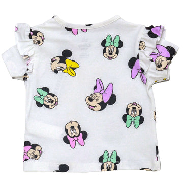 White Minnie All Over Print Frilled T Shirt White Nawao.com