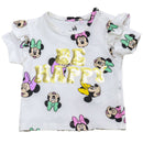 White Minnie All Over Print Frilled T Shirt White Nawao.com