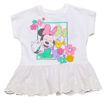 White Minnie Mouse Peplum Jersey Top Nawao.com