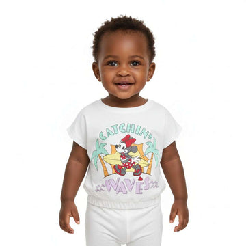 White Minnie Mouse Print T Shirt Nawao.com
