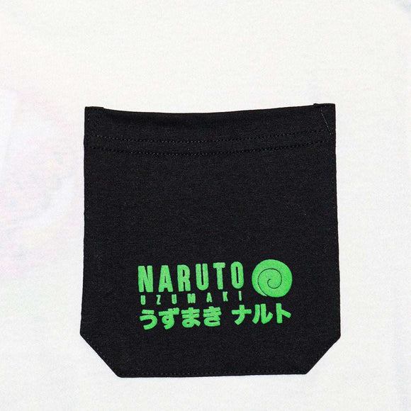 White Naruto Pocket Tee And Back Print Nawao.com