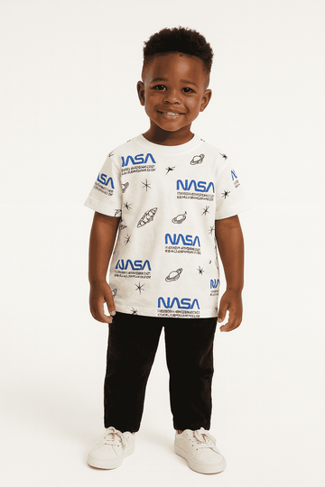 White Nasa Aop Short Sleeve T Shirt Nawao.com