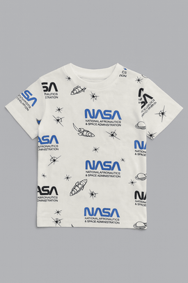 White Nasa Aop Short Sleeve T Shirt Nawao.com