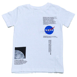White Nasa Printed Short Sleeve T Shirt White Nawao.com