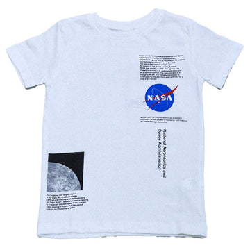 White Nasa Printed Short Sleeve T Shirt White Nawao.com