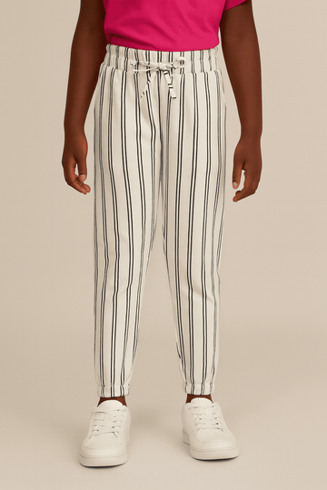 White Navy Stripes Knitted Pants Assorted Nawao.com
