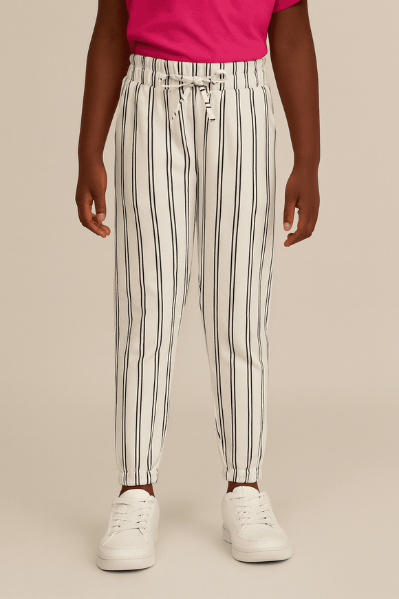 White Navy Stripes Knitted Pants Assorted Nawao.com