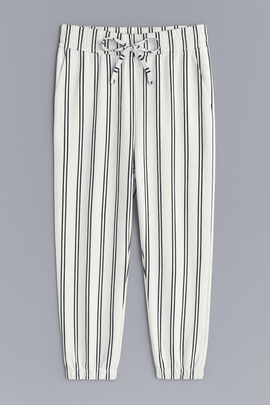 White Navy Stripes Knitted Pants Assorted Nawao.com