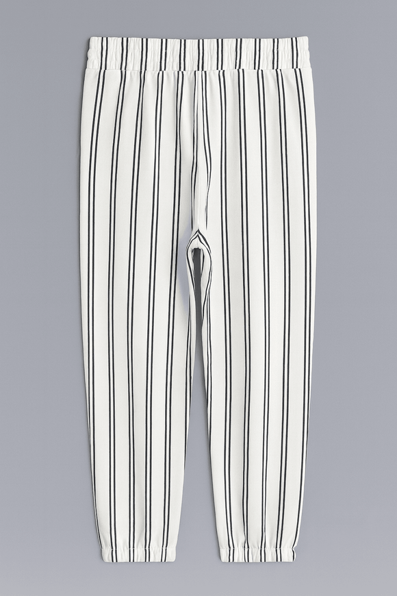 White Navy Stripes Knitted Pants Assorted Nawao.com